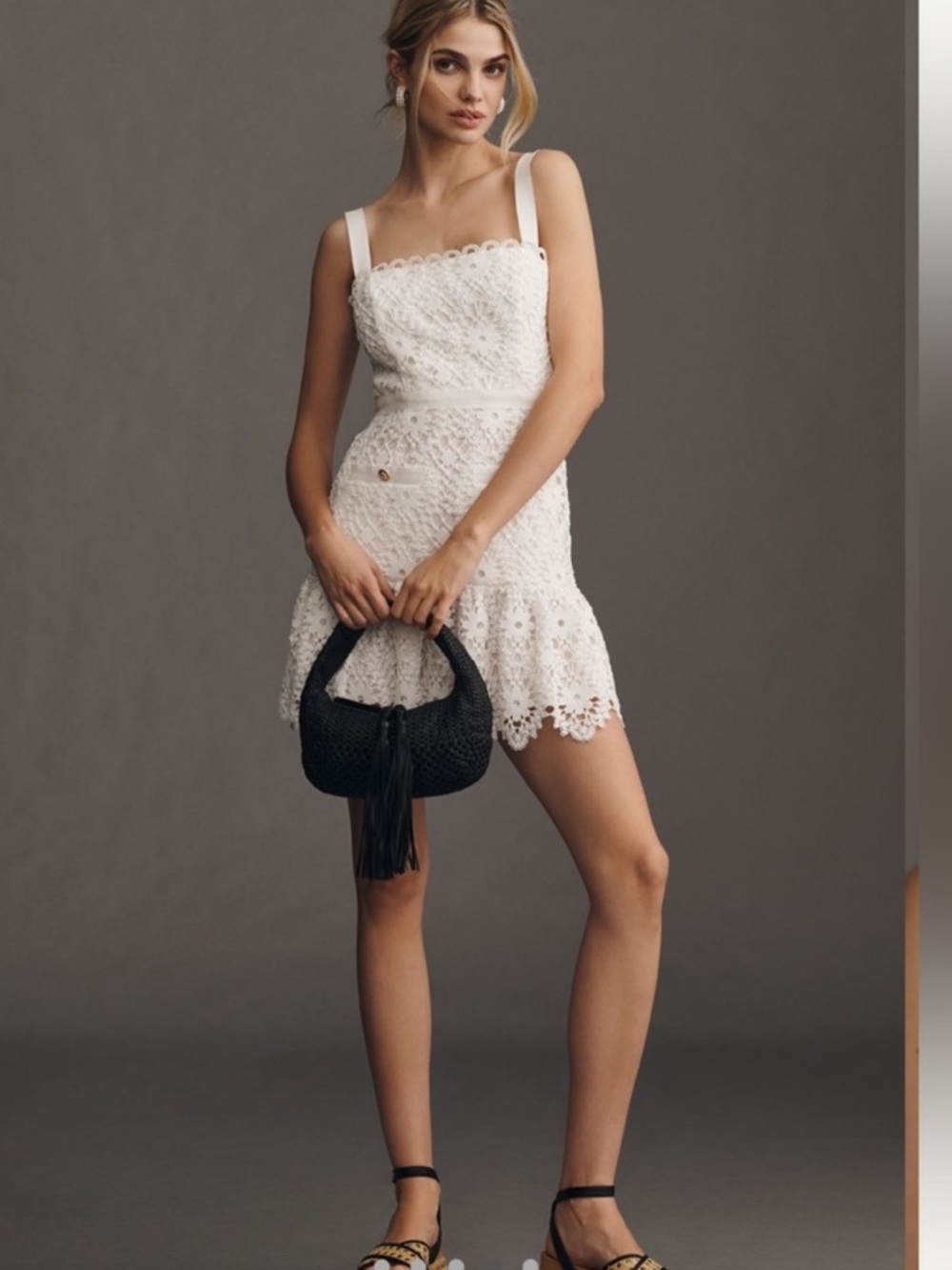 Nwt Saylor White Lace Fit & Flare Mini Dress in White - Picture 4 of 5